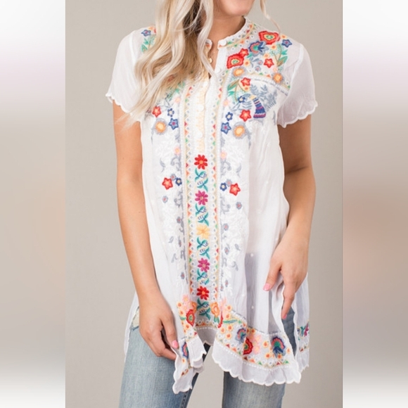 Johnny Was Tops - Johnny Was Mikones Embroidered Tunic